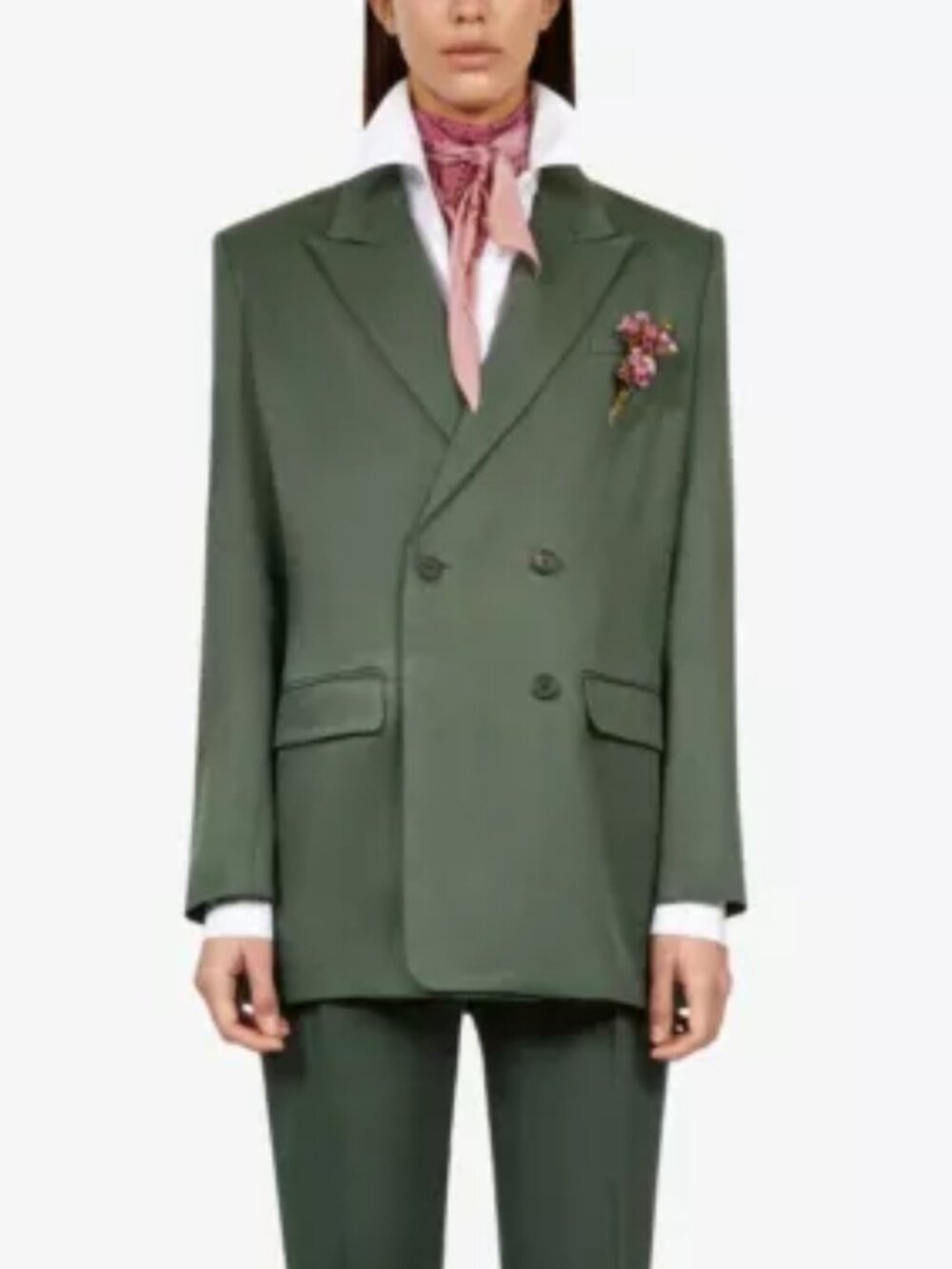 THE KOOPLES Double-breasted peak-lapel linen-blend blazer